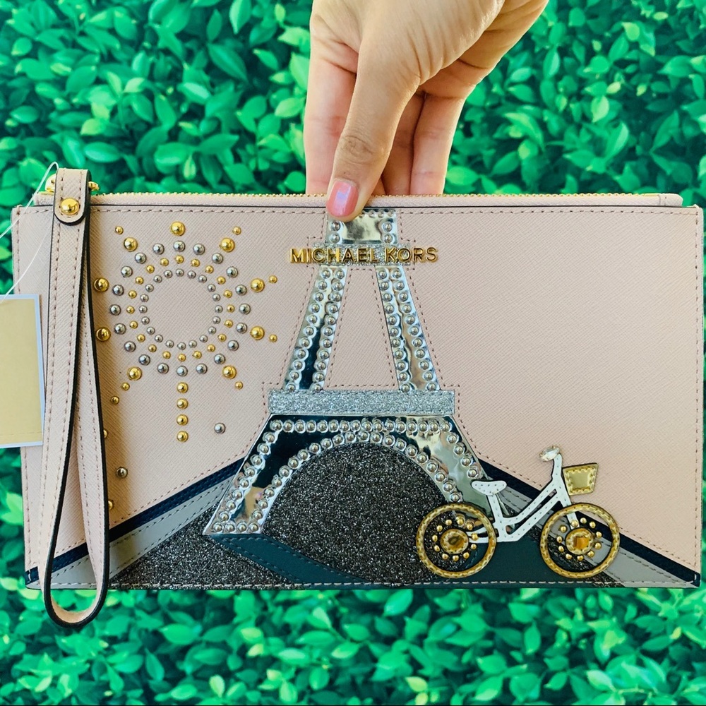 Michael Kors NOUVEAU NOVELTY Large XL Zip Clutch - Picture 1 of 8